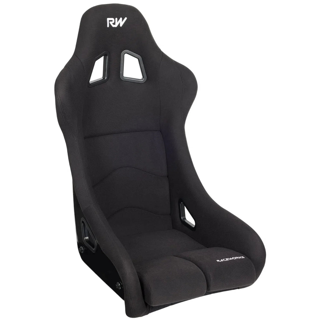 RACEWORKS FIBREGLASS SEAT BLACK CLOTH FIA APPROVED ~ MEDIUM-NZRACEWORKS-Autoignite NZ