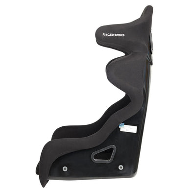 RACEWORKS FIBREGLASS SEAT WITH WINGS BLACK CLOTH FIA APPROVED ~ MEDIUM-NZRACEWORKS-Autoignite NZ