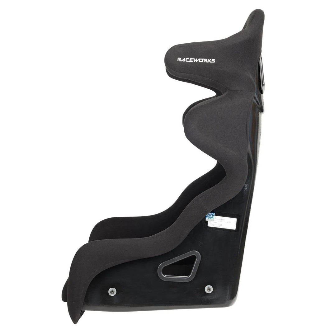 RACEWORKS FIBREGLASS SEAT WITH WINGS BLACK CLOTH FIA APPROVED ~ MEDIUM-NZRACEWORKS-Autoignite NZ