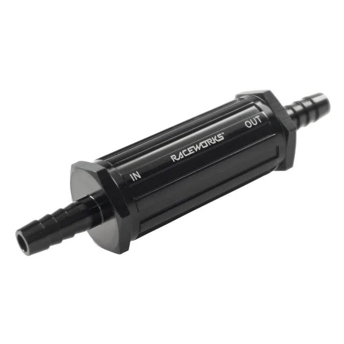RACEWORKS INLINE FUEL FILTER 5/16'' BARBS 30 MICRON | ALY-098-NZRACEWORKS-Autoignite NZ