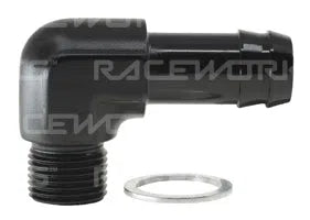 RACEWORKS METRIC M18X1.5 TO 5/8'' BARB 90DEG | RWF-417-M18-10BK-NZRW-Autoignite NZ