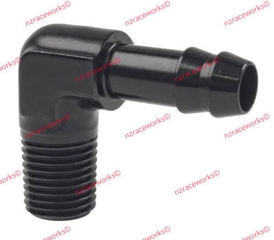 RACEWORKS NPT 1/4'' TO 3/8'' (AN-6) BARB 90 DEG | RWF-423-04-06BK-NZRACEWORKS-Autoignite NZ