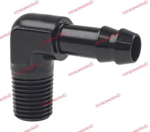 RACEWORKS NPT 1/4'' TO 3/8'' (AN-6) BARB 90 DEG | RWF-423-04-06BK-NZRACEWORKS-Autoignite NZ