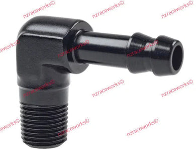 RACEWORKS NPT 1/8'' TO 1/4'' (AN-4) BARB 90 DEG | RWF-423-02-04BK-NZRACEWORKS-Autoignite NZ