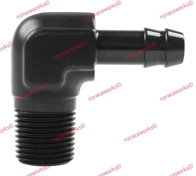 RACEWORKS NPT 3/8'' TO 3/8'' BARB 90 DEG | RWF-423-06-06BK-NZRACEWORKS-Autoignite NZ
