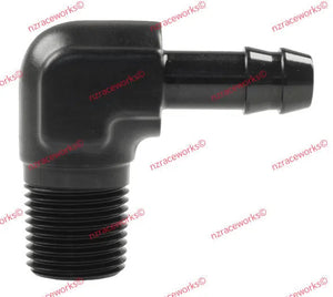 RACEWORKS NPT 3/8'' TO 3/8'' BARB 90 DEG | RWF-423-06-06BK-NZRACEWORKS-Autoignite NZ