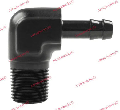 RACEWORKS NPT 3/8'' TO 5/16'' BARB 90 DEG | RWF-423-06-05BK-NZRACEWORKS-Autoignite NZ