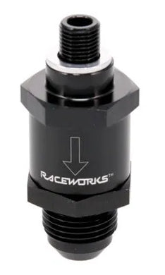 RACEWORKS ONE WAY VALVE M10X1.0 TO AN-8 | RWF-606-08BK-NZRACEWORKS-Autoignite NZ