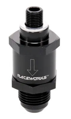 RACEWORKS ONE WAY VALVE M10X1.0 TO AN-8 | RWF-606-08BK-NZRACEWORKS-Autoignite NZ