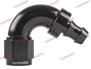 RACEWORKS PUSH LOK HOSE FITTING AN-10 120 DEG | RWF-404-10BK-NZRACEWORKS-Autoignite NZ