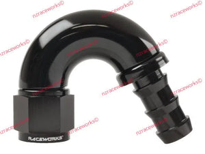 RACEWORKS PUSH LOK HOSE FITTING AN-10 150 DEG | RWF-405-10BK-NZRACEWORKS-Autoignite NZ
