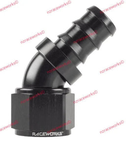 RACEWORKS PUSH LOK HOSE FITTING AN-10 45 DEG | RWF-402-10BK-NZRACEWORKS-Autoignite NZ