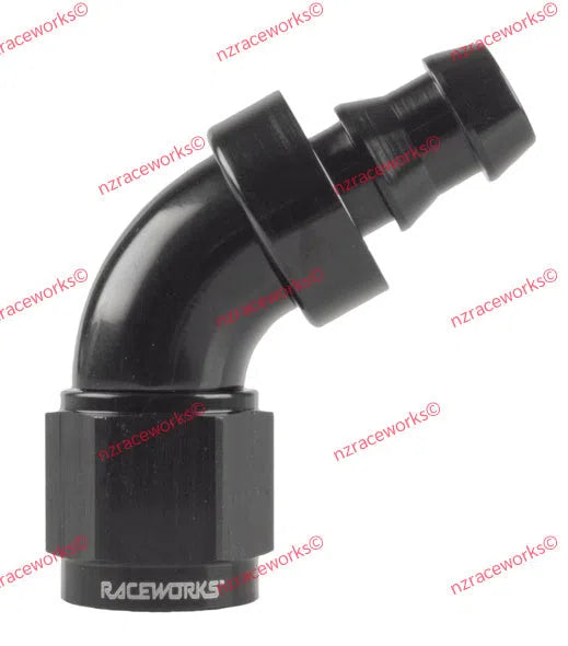 RACEWORKS PUSH LOK HOSE FITTING AN-10 60 DEG | RWF-408-10BK-NZRACEWORKS-Autoignite NZ