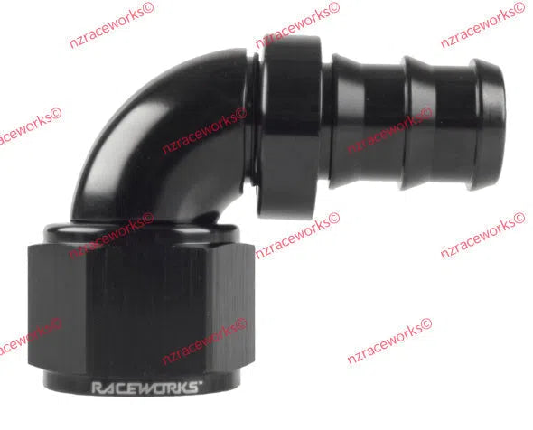 RACEWORKS PUSH LOK HOSE FITTING AN-10 90 DEG | RWF-403-10BK-NZRACEWORKS-Autoignite NZ