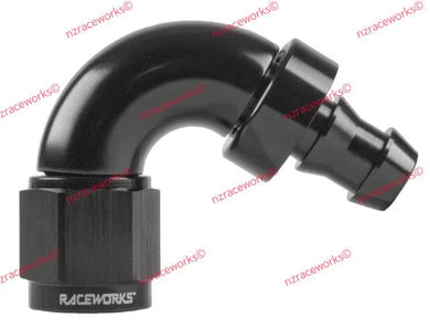 RACEWORKS PUSH LOK HOSE FITTING AN-12 120 DEG | RWF-404-12BK-NZRACEWORKS-Autoignite NZ