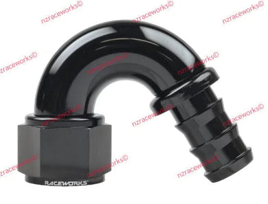 RACEWORKS PUSH LOK HOSE FITTING AN-12 150 DEG | RWF-405-12BK-NZRACEWORKS-Autoignite NZ