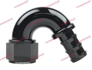 RACEWORKS PUSH LOK HOSE FITTING AN-12 150 DEG | RWF-405-12BK-NZRACEWORKS-Autoignite NZ
