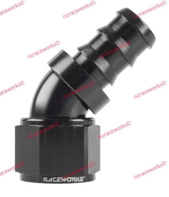 RACEWORKS PUSH LOK HOSE FITTING AN-12 45 DEG | RWF-402-12BK-NZRACEWORKS-Autoignite NZ
