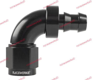RACEWORKS PUSH LOK HOSE FITTING AN-4 90 DEG | RWF-403-04BK-NZRACEWORKS-Autoignite NZ