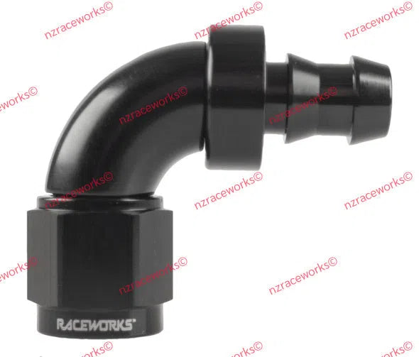 RACEWORKS PUSH LOK HOSE FITTING AN-4 90 DEG | RWF-403-04BK-NZRACEWORKS-Autoignite NZ