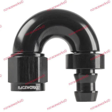 RACEWORKS PUSH LOK HOSE FITTING AN-6 180 DEG | RWF-406-06BK-NZRACEWORKS-Autoignite NZ
