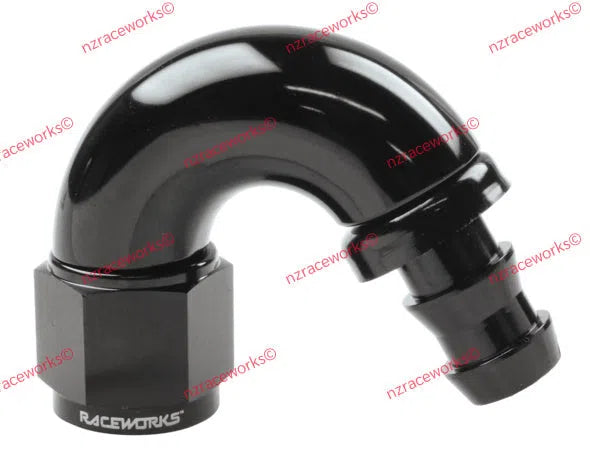 RACEWORKS PUSH LOK HOSE FITTING AN-8 150 DEG | RWF-405-08BK-NZRACEWORKS-Autoignite NZ