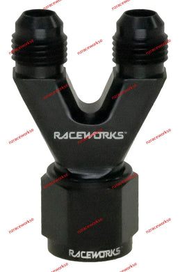 RACEWORKS STRAIGHT Y-BLOCK 2X AN-6 MALE FLARE AN-8 FEMALE AN SWIVEL | RWF-146-08-06BK-NZRACEWORKS-Autoignite NZ