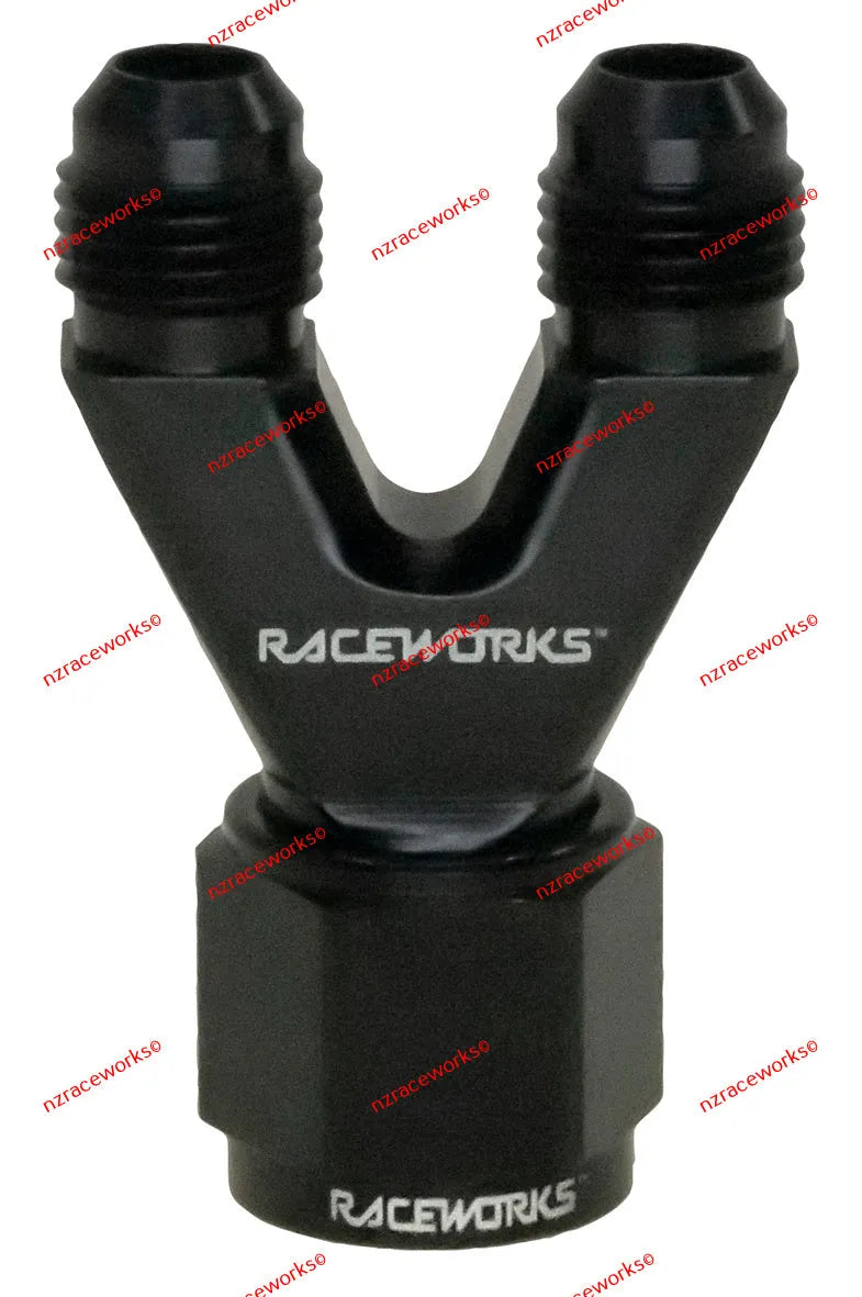 RACEWORKS STRAIGHT Y-BLOCK 2X AN-6 MALE FLARE AN-8 FEMALE AN SWIVEL | RWF-146-08-06BK-NZRACEWORKS-Autoignite NZ