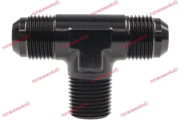RACEWORKS TEE AN-8 - 3/8''NPT ON BRANCH | RWF-825-08BK-NZRACEWORKS-Autoignite NZ