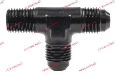 RACEWORKS TEE AN-8 - 3/8''NPT ON RUN | RWF-826-08BK-NZRACEWORKS-Autoignite NZ