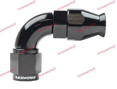 RACEWORKS TEFLON BRAID HOSE ENDS-90 DEGREE-NZRACEWORKS-Autoignite NZ