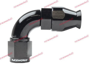 RACEWORKS TEFLON BRAID HOSE ENDS-90 DEGREE-NZRACEWORKS-Autoignite NZ