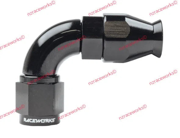 RACEWORKS TEFLON BRAID HOSE ENDS-90 DEGREE | RWF-203-Hose Ends-NZRACEWORKS-Autoignite NZ