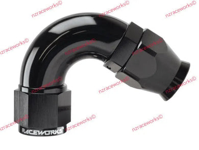 RACEWORKS TEFLON HOSE FITTING AN-10 120 DEG | RWF-204-10BK-NZRACEWORKS-Autoignite NZ