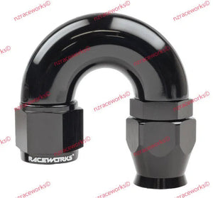 RACEWORKS TEFLON HOSE FITTING AN-10 180 DEG | RWF-206-10BK-NZRACEWORKS-Autoignite NZ