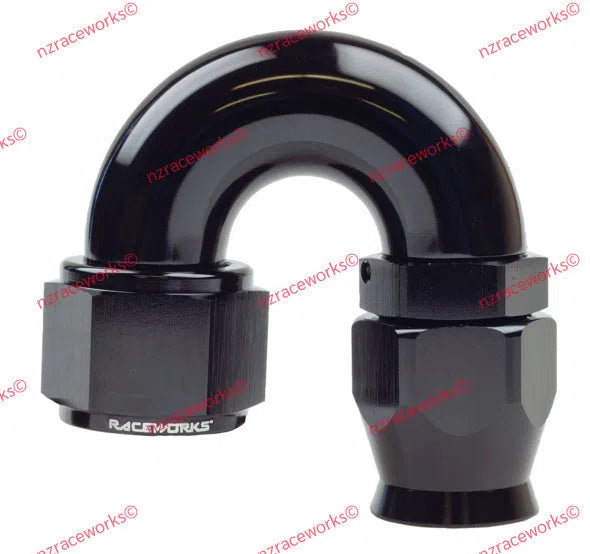RACEWORKS TEFLON HOSE FITTING AN-12 180 DEG | RWF-206-12BK-NZRACEWORKS-Autoignite NZ