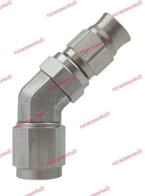 RACEWORKS TEFLON HOSE FITTING AN-3 45 DEG STAINLESS | RWF-202-03SS-NZRACEWORKS-Autoignite NZ