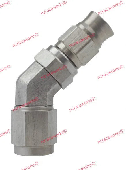 RACEWORKS TEFLON HOSE FITTING AN-3 45 DEG STAINLESS | RWF-202-03SS-NZRACEWORKS-Autoignite NZ