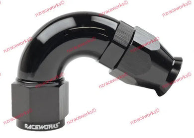 RACEWORKS TEFLON HOSE FITTING AN-8 120 DEG | RWF-204-08BK-NZRACEWORKS-Autoignite NZ