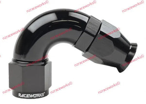 RACEWORKS TEFLON HOSE FITTING AN-8 120 DEG | RWF-204-08BK-NZRACEWORKS-Autoignite NZ