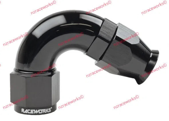 RACEWORKS TEFLON HOSE FITTING AN-8 120 DEG | RWF-204-08BK-NZRACEWORKS-Autoignite NZ