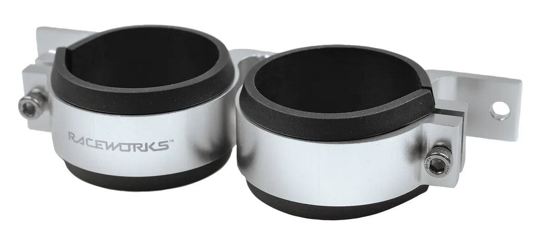 RACEWORKS TWIN FUEL PUMP BRACKET 60MM SILVER | ALY-003-NZRACEWORKS-Autoignite NZ