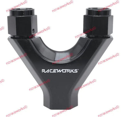 RACEWORKS Y BLOCK 2X AN-8 SWIVELS 1X AN-10 O-RING | RWF-939-08-10BK-NZRACEWORKS-Autoignite NZ