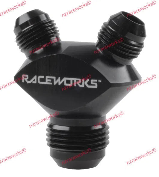 RACEWORKS Y BLOCK FLARE AN THREAD 3 X AN-8 | RWF-930-08-08BK-NZRACEWORKS-Autoignite NZ