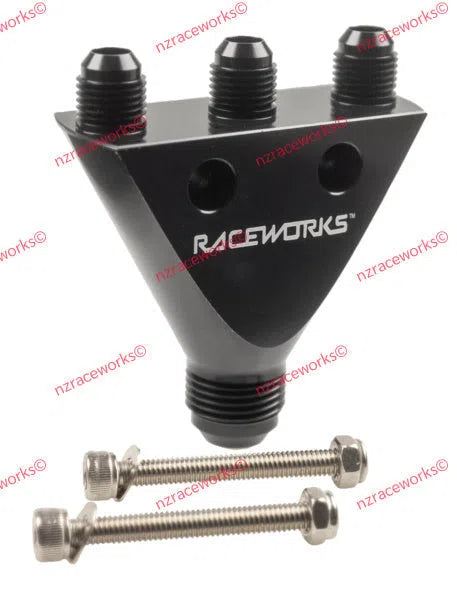 RACEWORKS Y BLOCK INLINE AN FLARE 1X AN-10 TO 3X AN-6 | RWF-935-10-06BK-NZRACEWORKS-Autoignite NZ