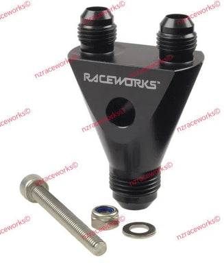 RACEWORKS Y BLOCK INLINE AN FLARE 1X AN-8 TO 2X AN-6 | RWF-934-08-06BK-NZRACEWORKS-Autoignite NZ