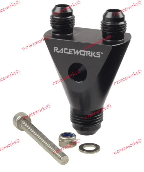 RACEWORKS Y BLOCK INLINE AN FLARE 1X AN-8 TO 2X AN-6 | RWF-934-08-06BK-NZRACEWORKS-Autoignite NZ
