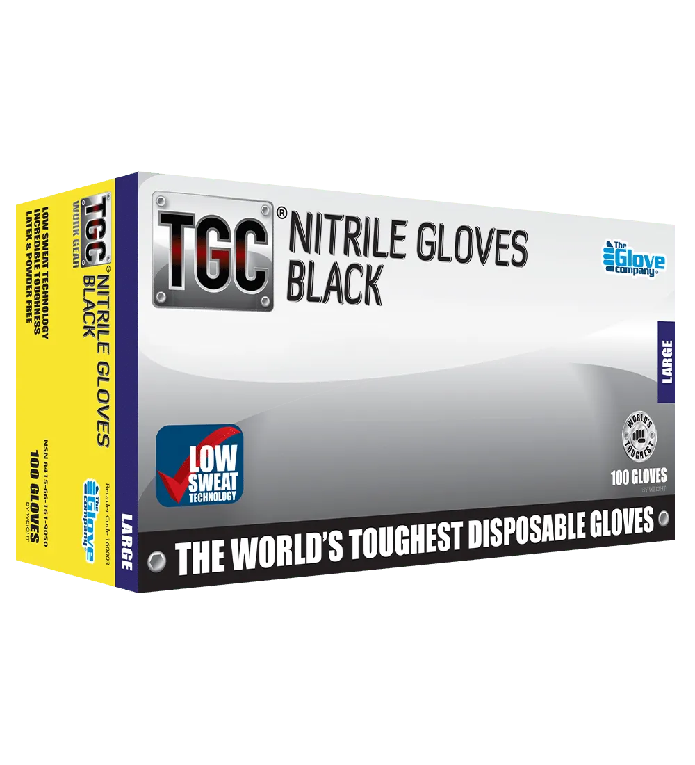 TGC® Black Nitrile Disposable Gloves Box of 100-TGC-Autoignite NZ