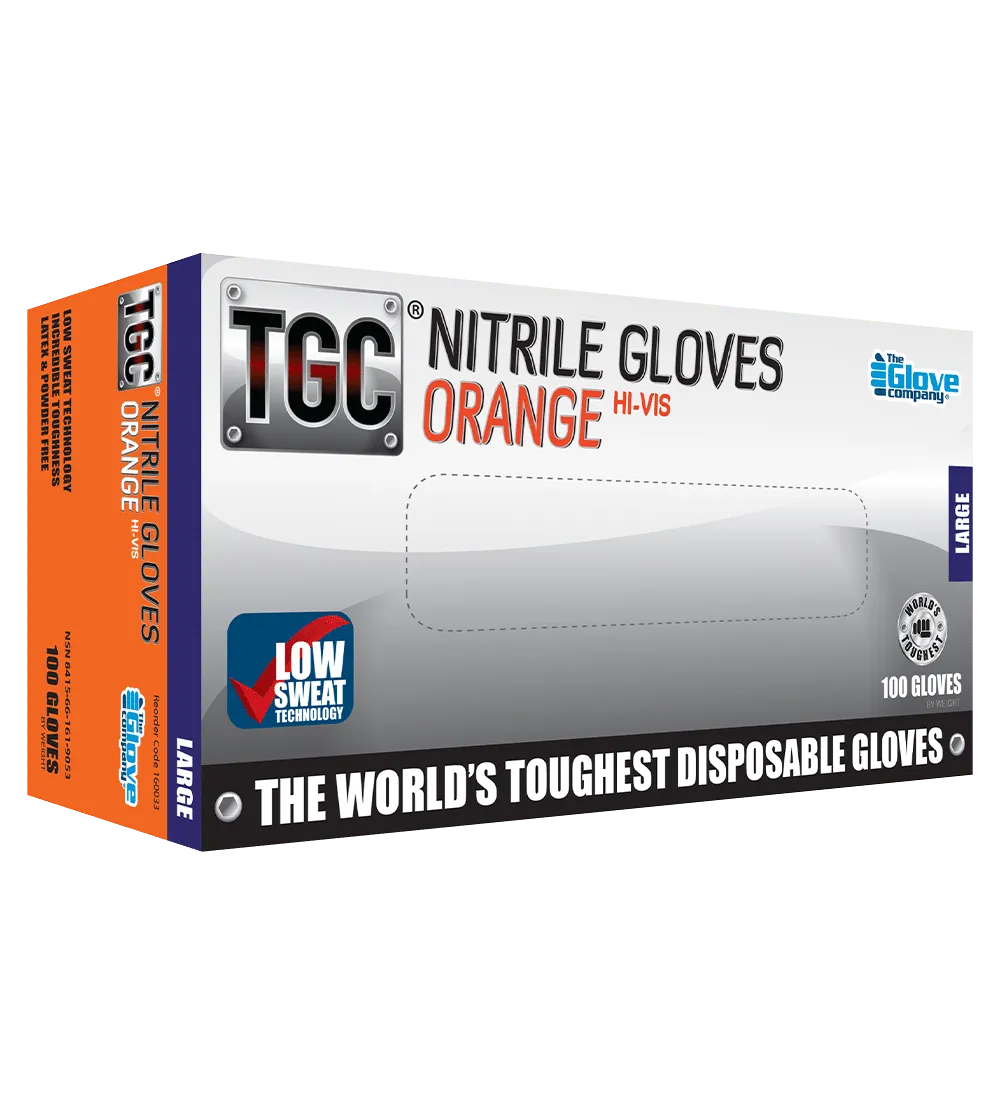 TGC® Orange Nitrile Disposable Gloves Box of 100-TGC-Autoignite NZ