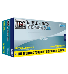 TGC® Titanium Blue Nitrile Disposable Gloves Box of 50-TGC-Autoignite NZ